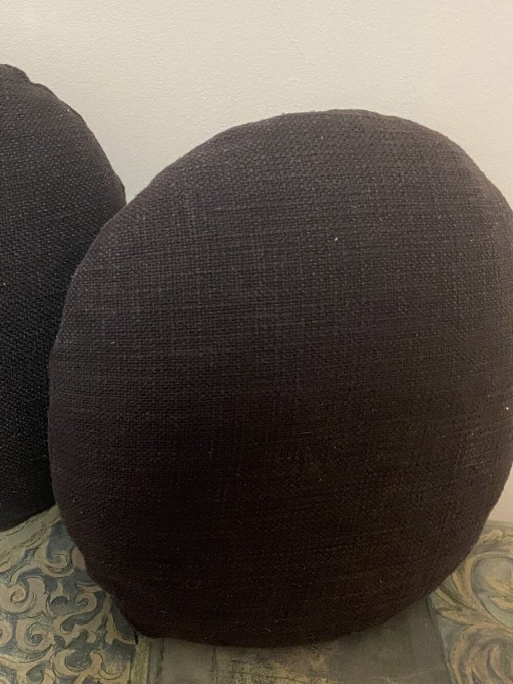 Black Round Accent Pillows – Set of 2 - Picture 3 of 7